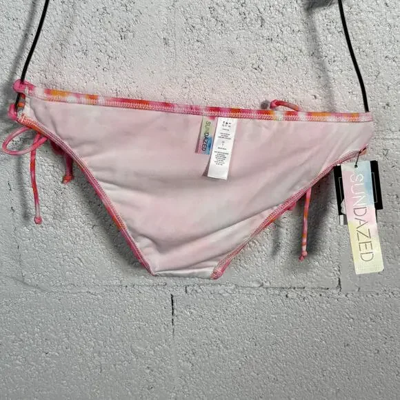 SUNDAZED Harper Tie-Dyed Bikini Top & Strappy Bottoms, CORAL 32DD/S - Picture 7 of 15
